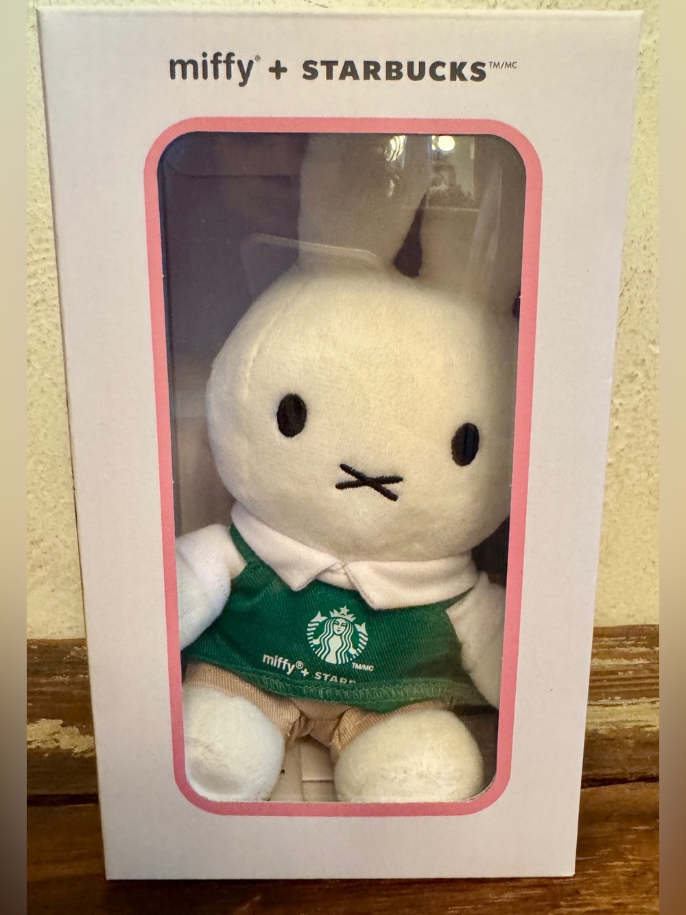 Starbucks Miffy  White Plush Bunny with Green Apron NEW